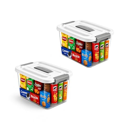 Image of KREPS Plastic Storage Bins With Latching Lids Stackable Containers, Large Storage Box For Bedroom, Basement, Classroom, Camping, Office (TRANSPARENT, MEDIUM - 12 X 8.5 X 7 INCH, PACK OF - 2)