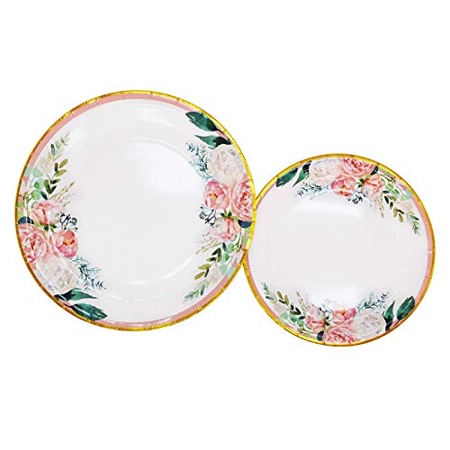 Boosolo Floral Party Supplies Paper Plates And Napkins Sets For 24 Guest-Include Floral Disposable Paper Plates,Cups,Napkin Forr Bridal Shower,Birthday,Wedding,Bachelorette Party Supplies #TOP4