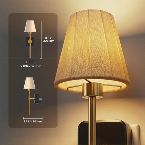 Image of L LOHAS LED Night Lights Plug into Wall, Pleated Fabric Cover Night Light