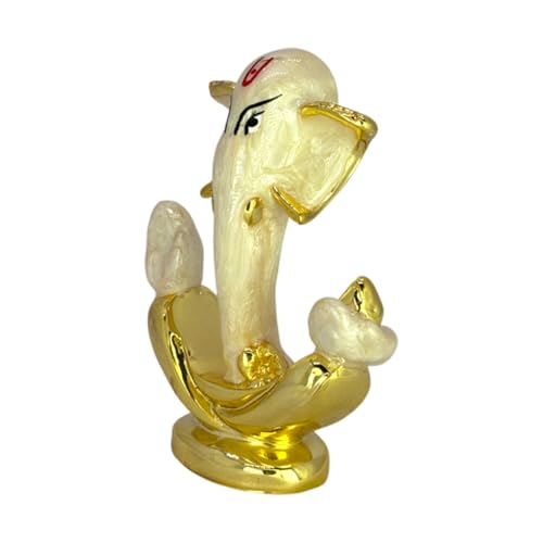 Image of Pearl White Anchor Ganesha |Perfect Idol for Car Dashboard, Office & Home |Siddhivinayak Murti for Balance, Good Luck & Success | Idol Gift for Home & Business| Height 3.3 Inch