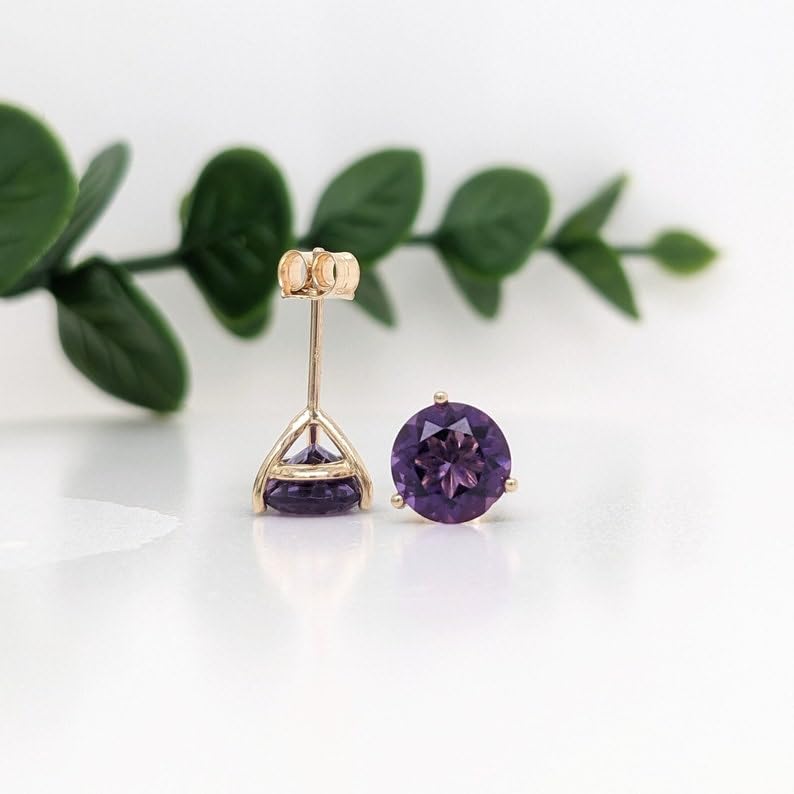 Boucles d'oreilles améthyste naturelle et argent 925 doré LKSTD_0073 - 2