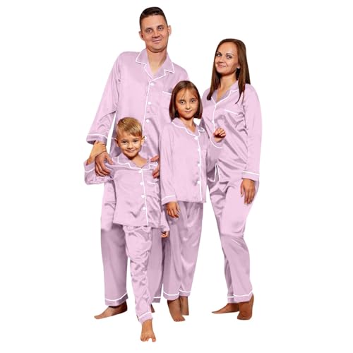Navidad pijama familia conjunto de satén a juego par dos piezas pijama cuello redondo a juego pijamas navideños para niños niño para toda la familia Navidad Pyjama manga larga ropa de noche