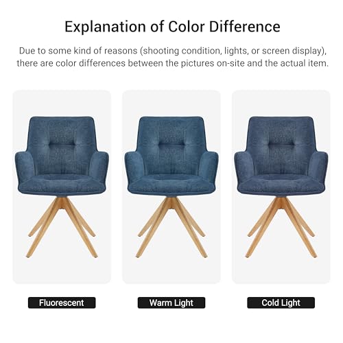 Sillón giratorio tapizado azul moderno sin ruedas miniatura 5