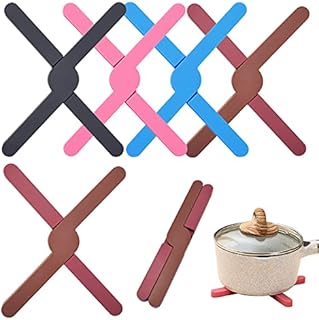 Foldable Silicone Trivet,Yueser 5 Pack Folding Pot Stand Non-Slip Silicone Trivets Protector Silicone Table Mats for Kitchen and hot Dishes (5 Colors)