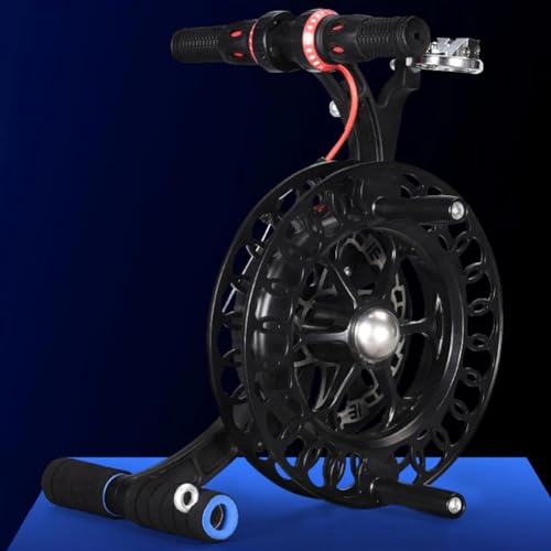 KK-GAL Full Alloy Kite Line Reel, Outdoor Professional Kite Reel with Brake, Kite String Reel for Large Kite Flying, Kite String Line Reel Winder, Guide for Adults Big Kite Flying,Black 26cm