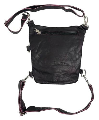 UNIK Women's Studded Side Slinger Genuine Leather Crossbody Bag, Purple2