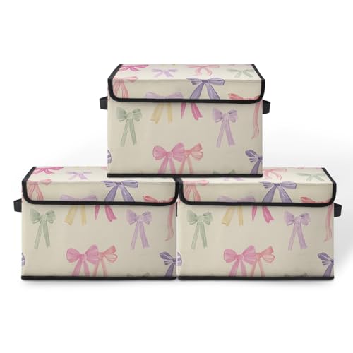 Image of Stackable Storage Bins with Lids,Closet Organizers Fabric Box for Home and Office,Blanket Clothes Organizers,Under Bed Storage Containers 3 Pack