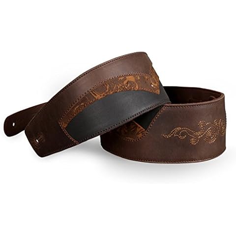 Anthology Gear "Shadowlands Full Grain Leather Guitar Strap For Electric, Acoustic, and Bass Guitars (3" Width, Tri-Tone Brown/Black) Cover
