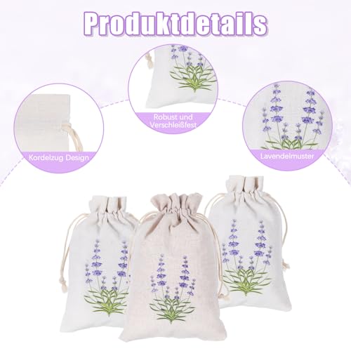 8 Stück Lavendelsäckchen Leer, Kleine Lavendelsäckchen mit Kordelzug, Säckchen zum Befüllen, Lavendel Säckchen, Duftsäckchen für Lavendelblüten, Gewürze, Kräuter, Schrank