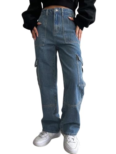 Image of Leriya Fashion Women's Wide Leg Fit High Rise Baggy | Wide Leg Jeans High Waist | Bell Bottom | Cargo Jeans