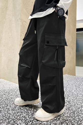 BINPAW Boys Drawstring Cargo Pants Casual Joggers for Kids 5-15 Years4