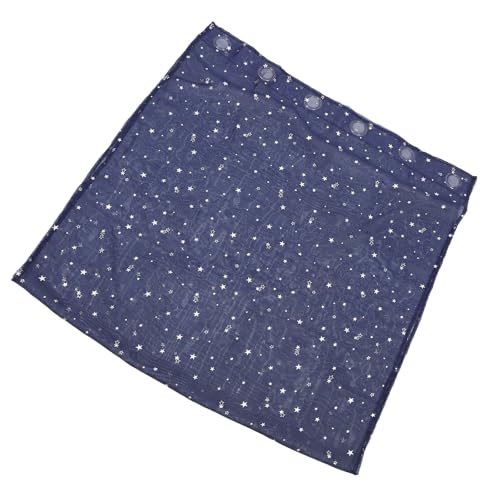 BESPORTBLE Cortina de Visillo de Ventana Azul Marino 100x200 Cm de Tul Transparente Estampado de Estrellas en Plata, Fibra de Poliéster Duradera para Sala, Dormitorio y Baño