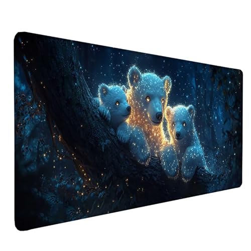 Tapis de souris XXL Ours Blanc grand tapis souris noir pc gamer caoutchouc