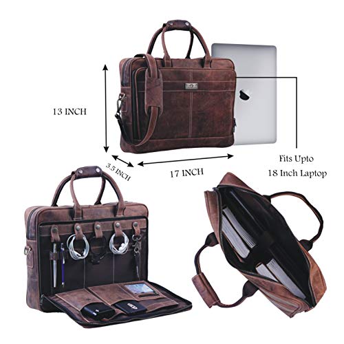 18 Inch Leather Laptop Bag for Computer Bag for Men– Supple Genuine Leather Briefcases for Men W/Padded Laptop Case Leather4
