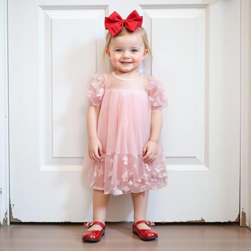 Toddler Kid Girl Princess Dress Puff Sleeve Embroidery Strawberry Tulle A-line Dress with Headband Summer Outfit2