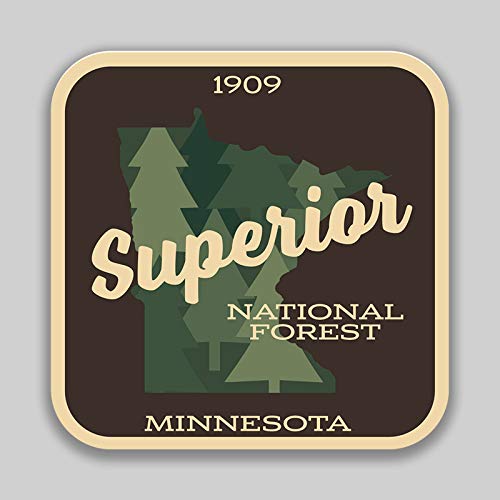 JMM IndustriesSuperior National Forest Minnesota Vinyl Decal Sticker Car Window Bumper 2-Pack 4-Inches 4-Inches Premium Quality UV -Protective Laminate PDS1471
