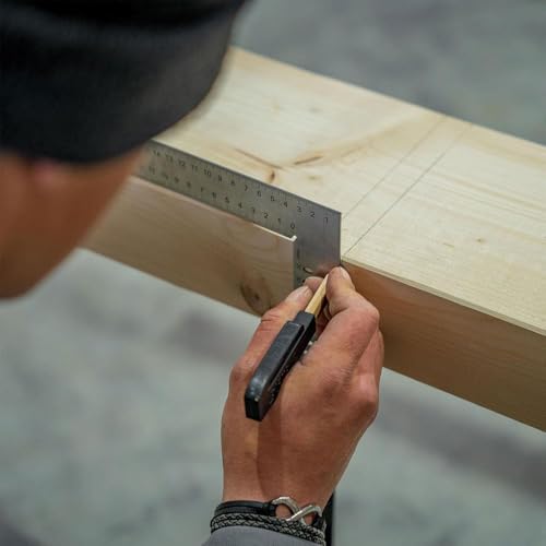 Image of WORKPRO WP264009 | Steel Carpenter Square | 200 x 300 mm (8 inch x 12 inch) | Powder-Coated Unbreakable Steel Body | SAE & Metric Markings | for Woodworking, Carpentry & Layout | Professional Quality