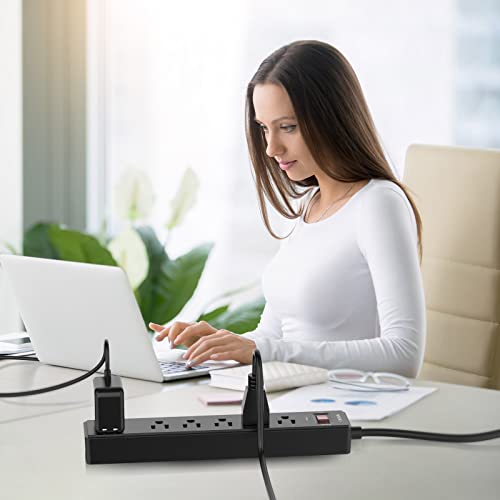 Image of Power Strip, YISHU Surge Protector with 6 Outlets and 6 Feet Extension Cord for Home, Office, Dorm Essentials, 1680 Joules, ETL Listed, Black