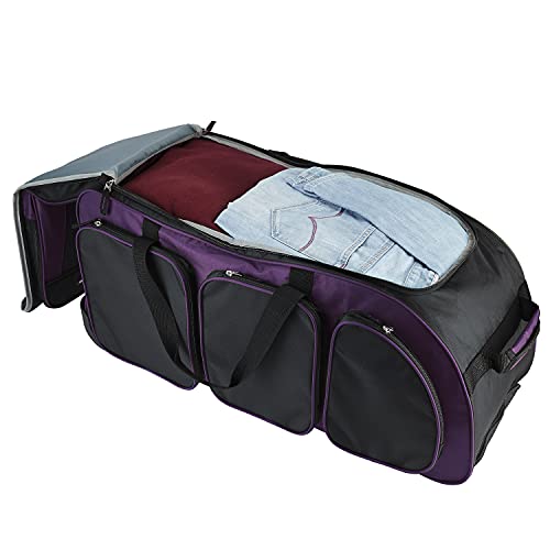 Image of Travelers Club Xpedition 30-Inch Multi-Pocket Upright Rolling Duffel Bag, Purple