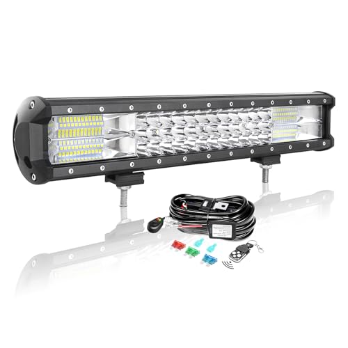 Barra LED de 45 cm y 252W para vehículos todoterreno con kit de cableado estroboscópico de 12V