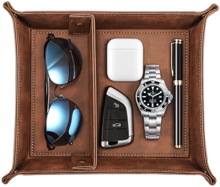 SITHON Valet Tray Desktop Storage Organizer, Removable 2 Compartm...