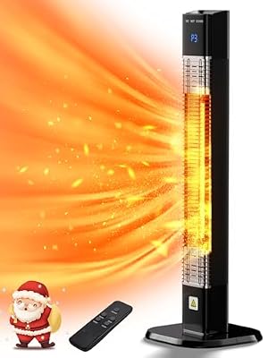 Landeagle Patio Heater for Outdoor,1500W Electric Infrared Radiant Heaters with Remote for Garage Bedroom Backyard, 35" Room Space Heater with 24H Timer,3 Heat Settings,Tip-over Protection for Indoor