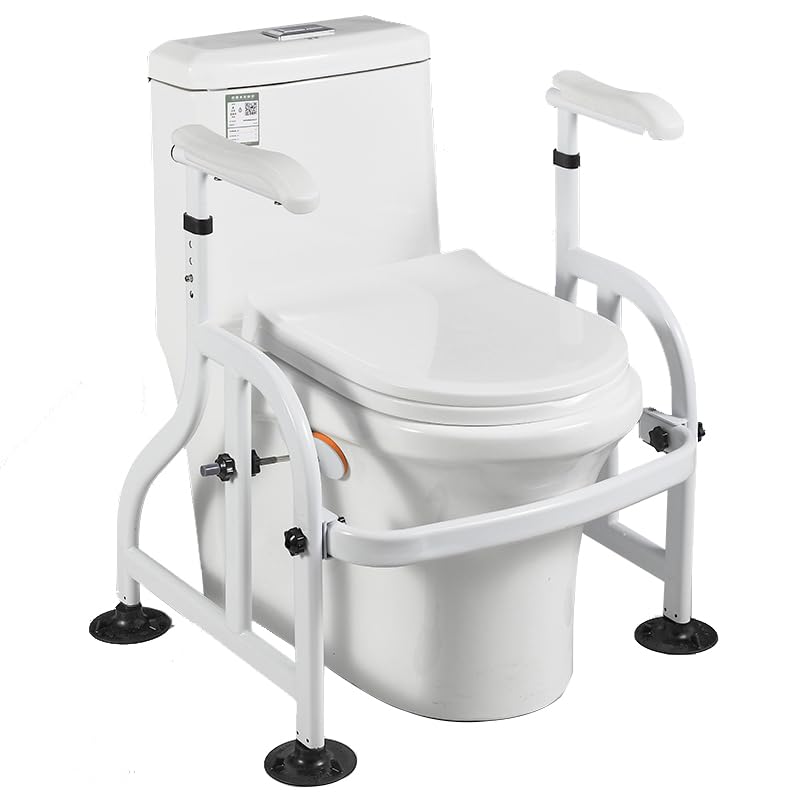 Aufstehhilfe Toilette Höhenverstellbar,Toilettenstuhl für Senioren,Rutschfest,Toiletten Haltegriffe für Senioren,Robust WC Aufstehhilfe Ohne Bohren,für verschiedene Toiletten,Belastbar max 200kg