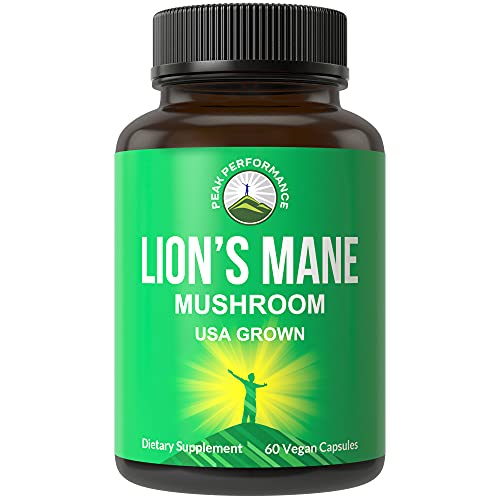 Lions Mane Mushroom Capsules - USA Grown Made with Organic Lion's Mane Mushroom. Nootropic Supplement for Memory, Focus, Brain Health, and Immune Support. Lion Mane Mushrooms Extract 60 Pills