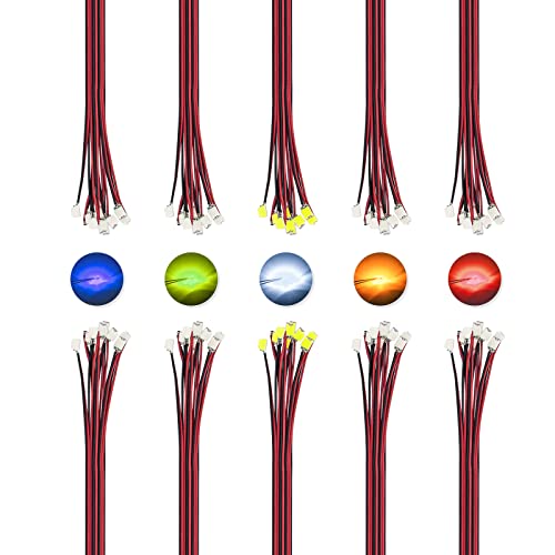 DiCUNO 100pcs Pre-Wired SMD 0805 Light Emitting Diode, 5 Colors x 20pcs