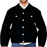 Markenlogo Knöpfe adidas Aztec - Herren Jacke Sportlich Denim Steingewaschen Schwarz S M L XL 2XL 3XL 4XL - Schwarz, XXXXL