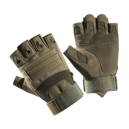 KALLORY Guantes Tácticos de Dedo Corto Antideslizantes para Ciclismo y Montañismo, Color Verde Militar, Tamaño XL, Guantes Deportivos Resistentes para Moto, Senderismo y Actividades