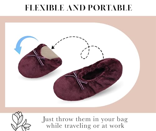 Image of Keyela Women's Ballerina Slippers,Non-Slip Bedroom Slippers Socks | Soft fuzzy slipper socks for ladies Indoor home slippers Cozy sock slippers Ballet Slippers