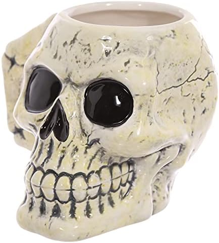 Ancient Skull Head Ceramic Shaped Mug, Tea Coffee Hot Drinks, Decorative Gift Box, Home Kitchen Office Height 10.5cm Width 12.5cm Depth 12.5cm