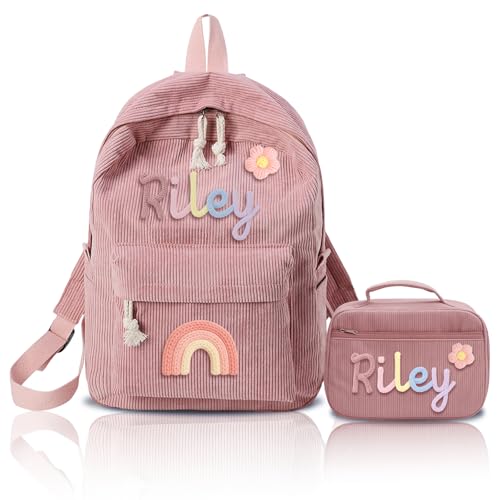 Personalized Kids Backpack and Lunchbag Toddler Back to School Kit Custom Name Lunchbox Bag Birthday Gift for Girls Boys Corduroy Toddler Backpack Kid Tote Bag Set