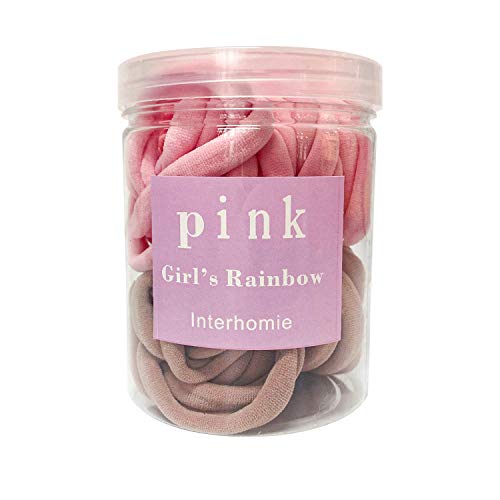 Hair Ties - 50Pcs Hair Bands for Women Ponytail Holders Thick Seamless Cotton Hair Ties for Thick Hair No Crease Damage (Pink)