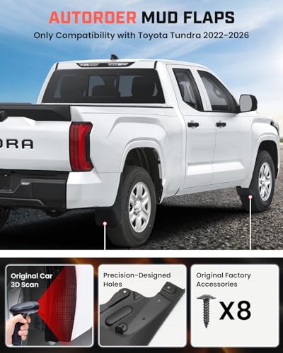Image of Autorder Mud Flaps for Toyota Tundra 2022-2025 2026 Accessories All-Weather Splash Guards Protect Paint Mudflap No Drilling Required Mud Guard Body Kits for Tundra Set 4PCS