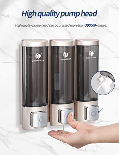 Triple 200ML Soap Dispenser Bathroom Wall Mounted Shower Gel Shampoo and Conditioner Dispenser Kitchen Dish Detergent Container Hand Body Wash Liquid Soap Dispenser for Home Hotel Restaurant