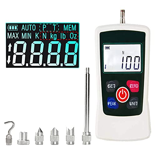 100N Push Pull Force Gauge Force Tester Meter For Plug Force Destructive Tests with 4 Measurement Units N kg lb Oz