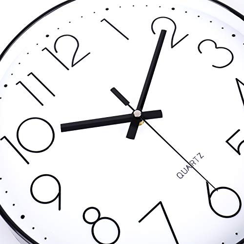 Jomparis 12 Inch Modern Wall Clock Silent Non Ticking Battery Operated Quartz Decorative Round Wall Clock For Office Classroom School (Black) #TOP4