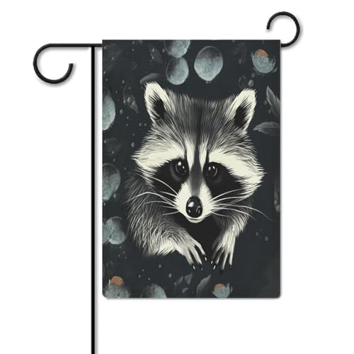 Bandera de jardín de verano con mapache para decoración exterior duradera 4