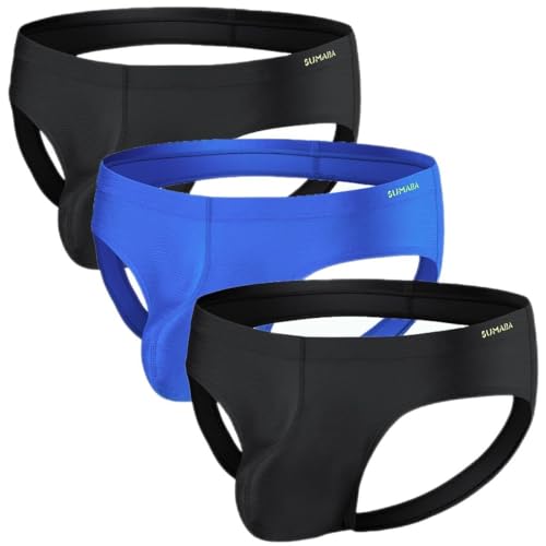 JINSHI Men's Jockstrap Underwear Ice Silk Thong Low-Rise Stretch Tagless M L XL XXL XXXL