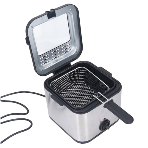 Electric Deep Fryer, Stainless Steel French Fries Fryer 2.5L, 1000W with Temperature Adjustable for Chicken Onion Restaurant Use (US Plug 110V)