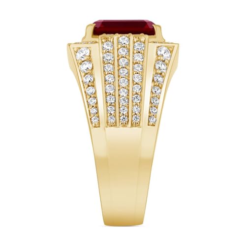 10K 14K 18K Solid Real Gold Men’s 1-7CT Ruby Ring Solid Gold Ring for Men Garnet Engagement Wedding Anniversary Signet Jewelry for Him Size 4-162