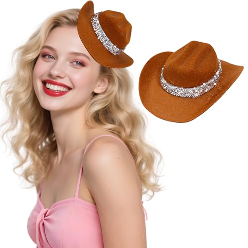 Haakong Mini Cowboy Hat Hair Clip with Rhinestones