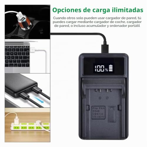 Cargador VW-VBD58 de 5600 mAh para Panasonic HC-X1 HC-X1500 HC-X2000 AG-CX10 AG-CX350 3