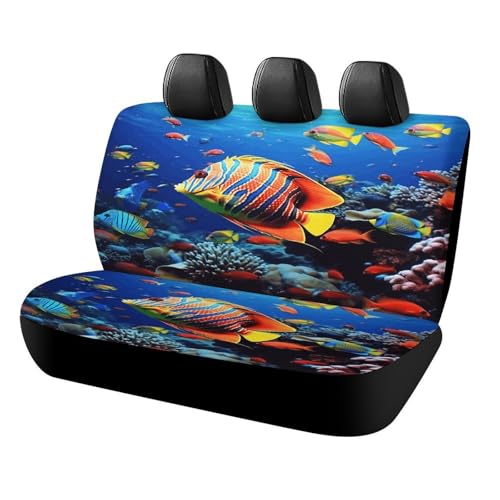 Funda de asiento de coche universal Sea Fishes, protector lavable de banco trasero para furgoneta
