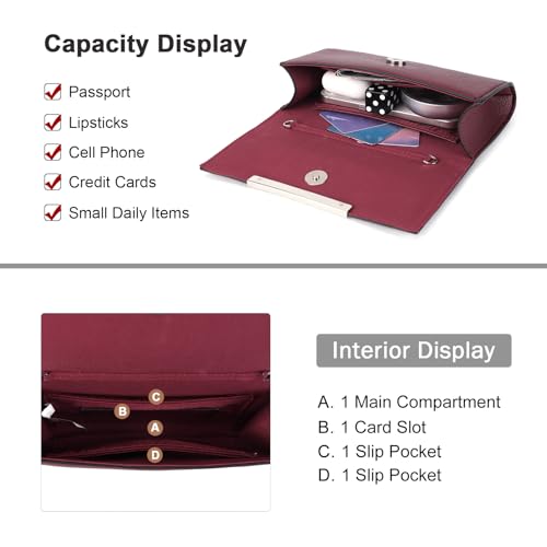 Image of AFKOMST Clutch Purses for Women Small Convertible Wristlet and Evening Bag | Vegan Leather, Fits 6.7-inch Phone /Passport, Versatile for Formal Events /Prom /Wedding /Cocktail /Night Out /Daily Use