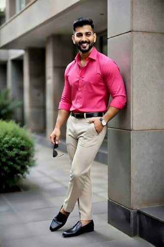 Image of Men's Formal Shirt and Trouser Combo Set | Slim Fit Stylish Office Wear | Premium Cotton Blend Shirt Pant Set for Men | Top & Bottom Clothing Set