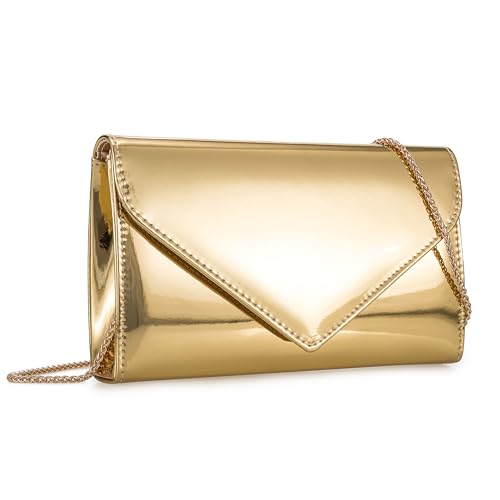 Women’s Mirrored Metallic Faux Leather Evening Bag Glimmering Clu...