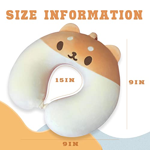 Kids Neck Pillow, Bb Funhouse Comfortable Animal Travel Pillow For Child Boys Girls Lightweight Traveling Pillow For Airplane, Car, Train Journey-Shiba #TOP1